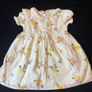 Cat & Jack White Floral Dress with Yellow & Pink Blossoms